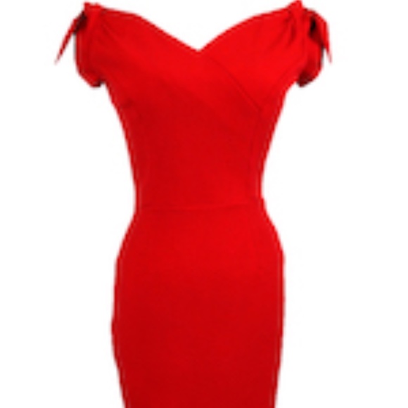 Retro 1950s Style Red Wiggle Dress Marilyn Monroe Inspired Cocktail Party Dress - Picture 2 of 6